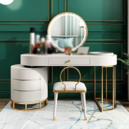 n/a Multi-drawer Dressing Table LED Light Vanity Table and Chair Set Combination Dressing Table