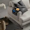 iN HOME Armrest Organiser with Table top for Snacks and Drinks - Sofa Arm Tray with Remote Control Holder - 6 Pocket Easy Access Storage for Book