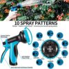 Upgraded Expandable Garden Hose Pipe 100FT/30M, Expanding Water Hose with 10 Function Spray Nozzle Gun, 3-Layer Latex Core, 1/2" & 3/4" Brass All