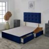 Plush Divan Bed Base With Deluxe Cube Headboard | Storage Drawers Available (Green Plush, 4.0FT Small Double - 4 Drawers)