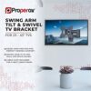 ProperAV Swing Arm TV Wall Bracket 23" 24" 28" 32" 37" 40" 42" 43" Tilt 20° VESA Max 200x200 Dual Pivot Black