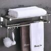 Towel Rack Double Towel Rail Bathroom Towel Shelf Wall Mounted Hand Towel Holder 304 Stainless Steel Towel Shelf for Bathroom Kitchen-A-80cm (Siz