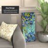 Red Lantern 3 ft. Short Double Sided Works of Van Gogh Canvas Folding Screen Irises/Starry Night Over Rhone 3 Panel Freestanding Partition and Se