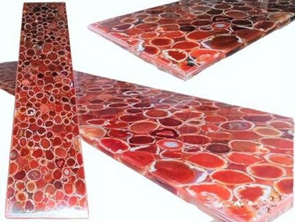Gifts And Artefacts 36 x 60 Inches Rectangle Shape Red Agate Stone Kitchen Slab with Elegant Look Epoxy Art Dining Table Top