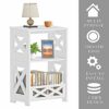 BYFU White Side Table, Small End Table with Storage Shelf, 3-Tier Nightstand Bedside Table Bookshelf Bookcase Display Rack for Small Spaces Bedro