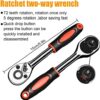 WAIZHIUA 46Pcs Socket Wrench Set, 1/4'' Drive Socket Wrench Driver Bits Set Metric Tool Kit with Flexible Extension Rods, Quick Release Reversibl
