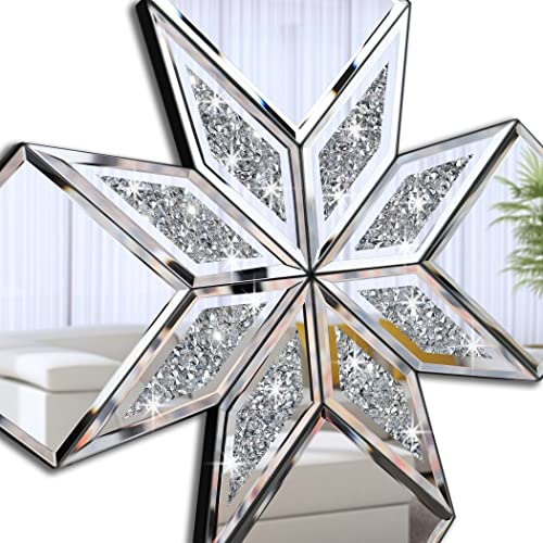 STYLISHIA Crushed Diamond Decorative Mirror 12x12” 2 Pack Shape Glass Decor Wall for Home Decor, Exquisite Accent Art