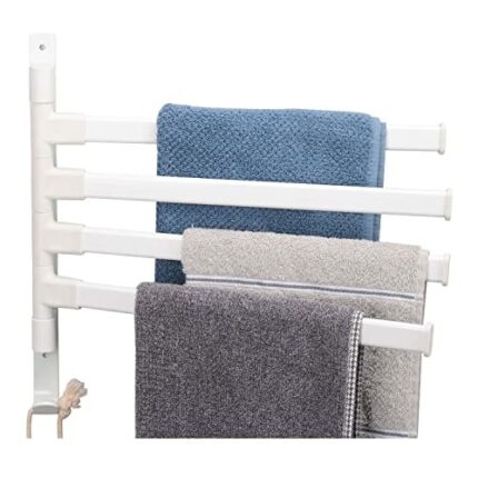 TocTen Swivel Towel Rack, Rustproof and Durable Space Saving Towel Hanger, Towel Bar Swing Out 180° Rotation, Wall Mounted/Glue Mounted Towel Rod