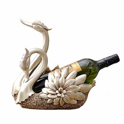 PIBM Stylish Simplicity European-Style Carved Double-Headed Swan Model Wine Wine Rack Retro Old Bar Restaurant Wine Bottle Rack Home Desktop Porc