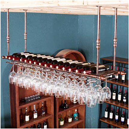 Inverted Wine Rack Simple Style Retro Wrought Iron Metal Multi-Function Living Room Display Wine Rack Ceiling Wine Rack - Restaurant Kitchen Bar