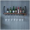 Stylish Simplicity Industrial Metal Wall-Mounted Wine Glass Holder Vintage Wrought Iron Solid Wood Stylish Simplicity Home High Glass Holder Brac
