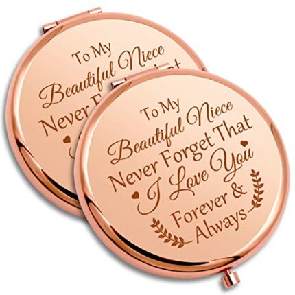 2 Pack Niece Gifts from Auntie Compact Mirror Inspirational Gift for Niece from Aunt Uncle Niece Encouragement Gifts for Girls Birthday Graduatio