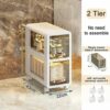 OPSREY Small Bathroom Storage Corner Floor Cabinet, Narrow Rolling Bathroom Cabinet for Small Spaces with Drawers Wheels