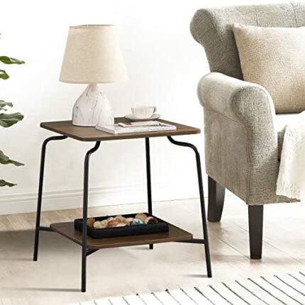 End Table - Side Table - Nightstand - Side Table with Storage - Small Table for Living Room, Bedroom, Office, 50X50X60cm, Rustic Brown and Black
