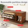 3-Tier Shoe Rack Bench Solid Wood Shoe Organizer with Shelves And Drawer Storage, Indoor Storage Chest, Bed End Stool for Entryway, Hallway, Livi