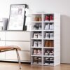 XIYAO Foldable Shoe Storage 6 Tier Front Opening Shoe Organizer-Clear Sturdy Plastic Shoe Storage Box Assembly-Free Foldable Shoe Rack,Plastic Sh