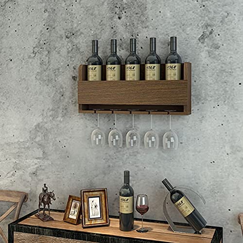 Wall Mounted Wine Rack Cabinet Wood , Rustic Wine Storage Rack Floating Wine Shelf Organizer Hanging Stemware Racks for Bars,Restaurants,Kitchens
