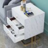 SDFGH Marble Texture MDF Bedside Table, Bedroom Furniture Bedside Table, Bedside Table with 3 Drawers, Sofa Side Table