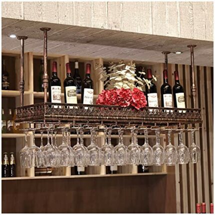 Stylish Simplicity Industrial Retro Wine Glass Stylish Simplicity Frame Iron Metal Inverted High Glass Rack Bar Restaurant Kitchen Floating Wine