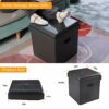 TOONGEEN Dark Grey Ottoman Storage Box, Quality Leather Folding Storage Box with Coffee Table Lids & Seat, Footstool with Storage for Living Room