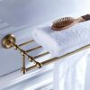 HIGOH Towel Racks,Bathroom Towel Rack Wall Mounted Towel Holder,Bathroom Brass Antique Towel Rack,Retro Bathroom European-Style Towel Shelf