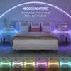 Cyclysio Night Stand Set 2 with Charging Station, Modern Nightstand Set of 2, Bedside Tables with Led Lights, Bed Side Table Night Stand with Dra