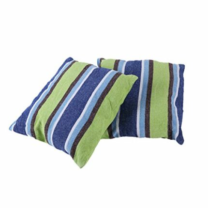 2 Pack 45x45 Pillow Cushions by Inspired Home Living - Blue and Green Striped - Best Used For Hammocks, Hammock Chairs, Patio Swings - Indoor and
