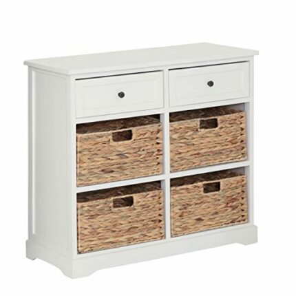 Premier Housewares Vermont Cabinet with 2 Drawer and 4 Baskets - Ivory/Cream