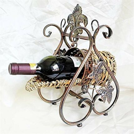 ZYZMH European Wicker Wine Rack Royal Wine Holder Home Bar Stand Red Wine Glass Holder Hotel Party Accessories Metal Wedding Ornament