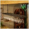 Ceiling Wine Rack Vintage Iron Industry Stylish Simplicity Wine Glass Holder Household Goblet Bracket Bar Float Rack, Adjustable Kitchen Cutlery