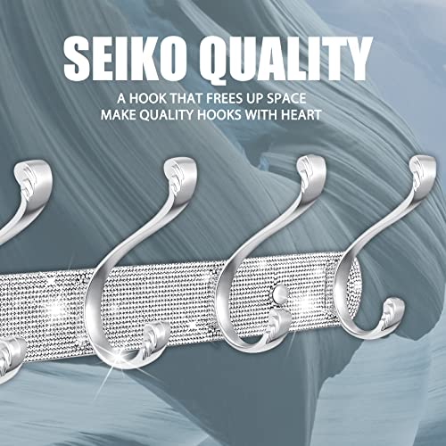 BlackFish Coat Rack Wall Mount,Rhinestone Type Wall Mounted Coat Rack - 4 Hooks,Purse Hanger,Coat Hanger Wall Mount,Wall Coat Rack for Bathroom K