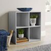 Home Source Storage Cube 4 Shelf Bookcase Wooden Display Unit Organiser White Furniture