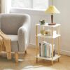 IBUYKE 3-Tier Side Table, Narrow End Table with Storage Shelf, Nightstand Bedside Table for Small Spaces, Bedroom, Living Room, Entryway, Farmhou