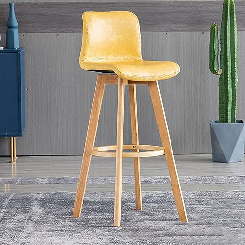 N/A Bar Stools Set of 2, Swivel Bar Chair Rubberwood High Stools, with Upholstered Backrest Seat & Footrest, for Kitchen Counter Dining Room Isla