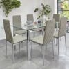 Furnituremaxi 4 Pieces of Black Chairs with Chrome Legs Dining Room Furniture