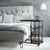 LAVIEVERT C-Shaped Side Table with Storage Shelves, Height Adjustable Sofa Couch Coffee End Table Bedside Table Laptop Desk with Wheels for Livin