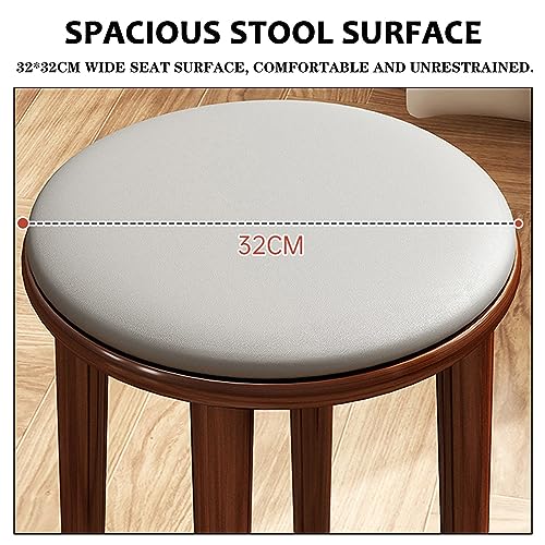 Wood Stools, Set of 1 Round Upholstered Backless Stackable Stool Chairs Seat for Dinning Kitchen Home Garden Living and Classroom