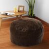 Woodland Leather Tan Morrocon Style Pouffe 17.5" Diam, Genuine Leather Designer Bean Bag Chair (Stuffed-1Piece, Tan)