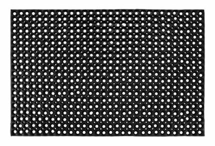 Rubber Ring Mat/Honeycomb Mat, Open Rings, Dirt Trapper Mat, Non-Slip Door Mat, Rubber Mat, Soft Rubber, Black, 40 x 60 cm in Black, Size: 80 x 1