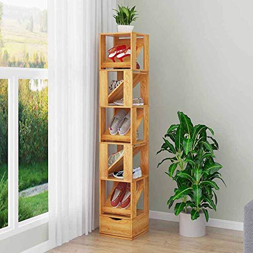 EYHLKM Multifunctional 360 Degree Rotating Storage Rack Creative Wooden Shoes Cabinet Space-saving Shoes Rack (Color : 3Layer)