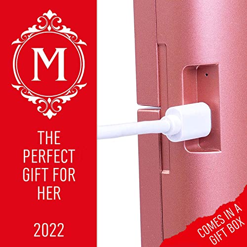 MIRRORVANA XLarge Hollywood Style Trifold LED Lighted Makeup Mirror, Triple 10X, 5X, 3X Magnification & 2 meter Bonus USB Cable (Rose Gold)