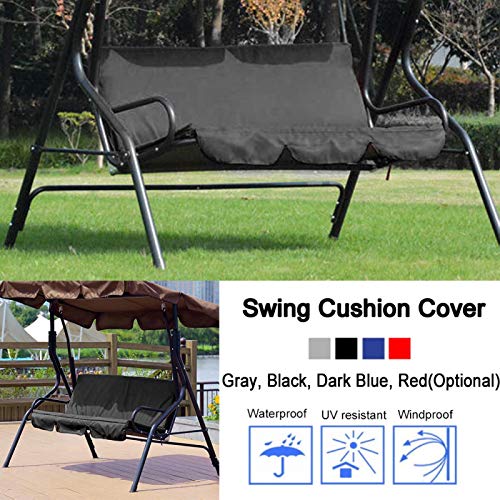 Swing Cushion, Multiple Colour Swing Waterproof Cushion Replacement 3‑Seat Chair Seat Cover for Outdoor Swing(black)