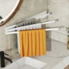 CHAHUANV Wall Mounted Towel Holder Rack,Towel Bar Swivel with 3-Arm,Space Saving Clothing Rack for Laundry,White