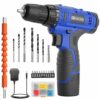 FADAKWALT 12V Cordless Drill Driver, Battery Cordless Drill Kit, 3/8” inch Keyless Chuck, Blue Electric Screwdriver, 21+1 Torque Setting, Combi D