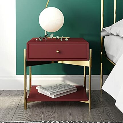 JJZXD White Black Iron Golden Nightstand Coffee Sofa End Bedside Table Home Furniture Bedstand Cabinet Cupboard Bedroom