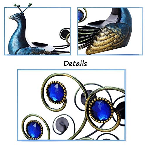 KXDCZ Elegant Peacock Wrought Iron Wine Rack Single Bottle Tabletop Holder Creative Furnishing Articles Display