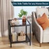 SAYGOER Small Side Table Glass End Table with Mesh Storage Shelf for Small Spaces Modern Square Bed Nightstand Couch Table for Living Room Bedroo