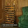 48 Bottles Floor Wine Rack with Wood Top, Freestanding Wine Bottle Organizer Shelf, Wobble-Free 8 Tier Wine Display Storage Stand for Kitchen Pan