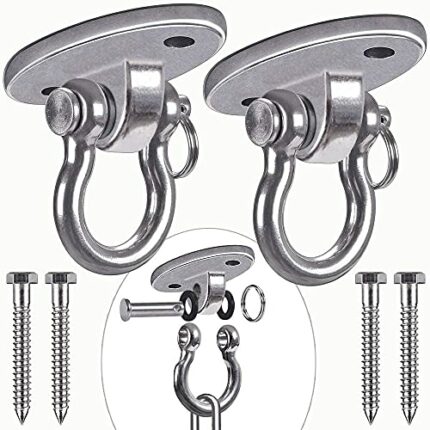Besthouse Set of 2 Permanent Antirust Stainless Steel 304 Heavy Duty Swing Hangers 900Kg Capacity, 180° Swing, Yoga Hammock Chair Sandbag, Swing