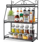 Uten Spice Rack Organizer Countertop Holder, 3-Tier Standing Large Seasoning Cabinet Storage Shelf Metal Rust-Proof for Kitchen Bathroom Makeup L